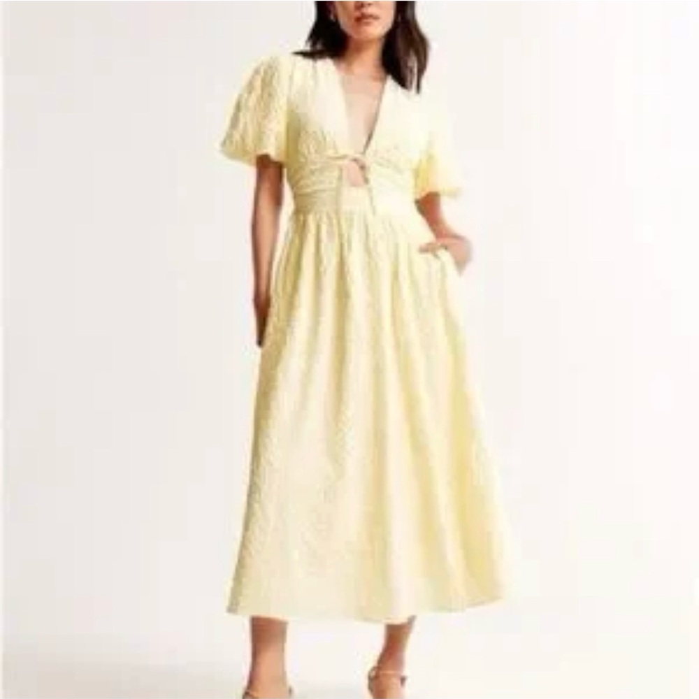 Abercrombie & Fitch Light Yellow Midi Dress